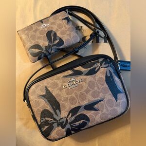 Coach Jamie Camera Bag with matching Wristlet in Signature Canvas with bow print